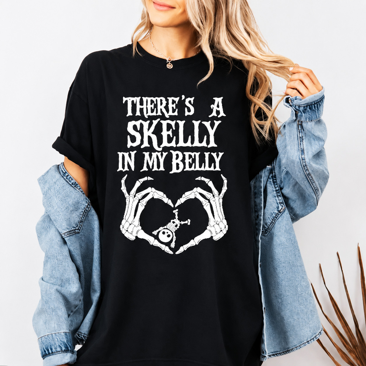 Spooky Mama Skelly in My Belly Halloween Pregnancy Shirt