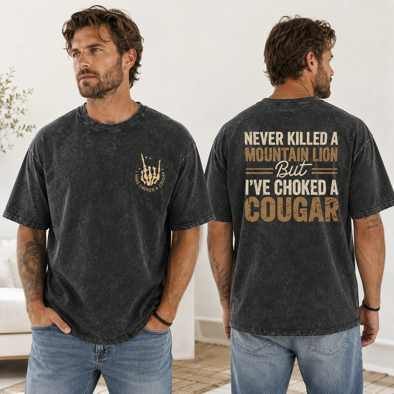 I've Choked A Cougar Funny Two-Sided Graphic Tee