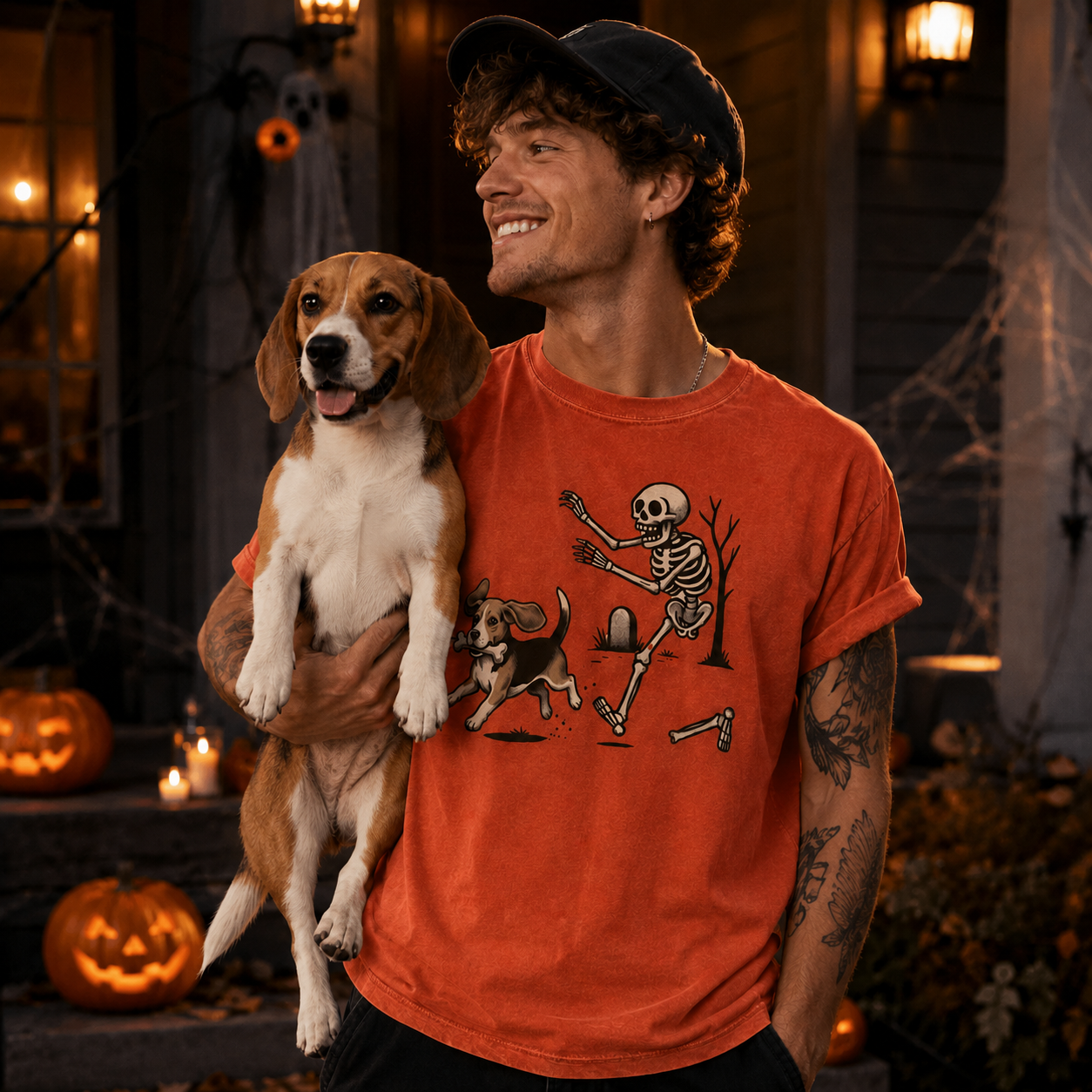 Personalized Dog Breed Spooky Pooch Skeleton Halloween Tee