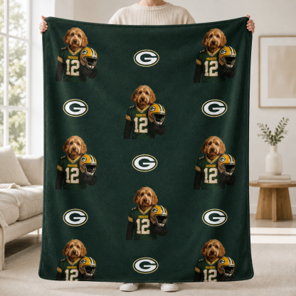 Custom Football Pet Blanket with Team Logo