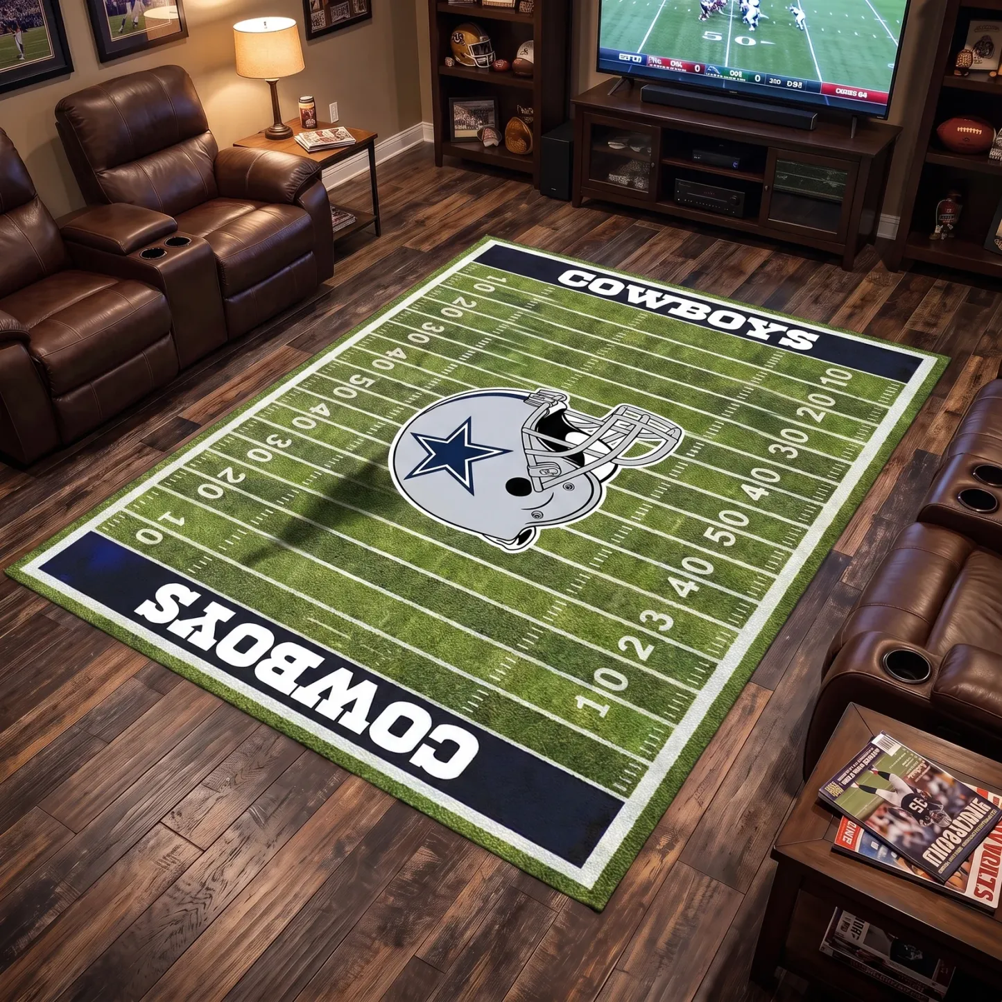 Football Team Field Rug Game Day Room Decor