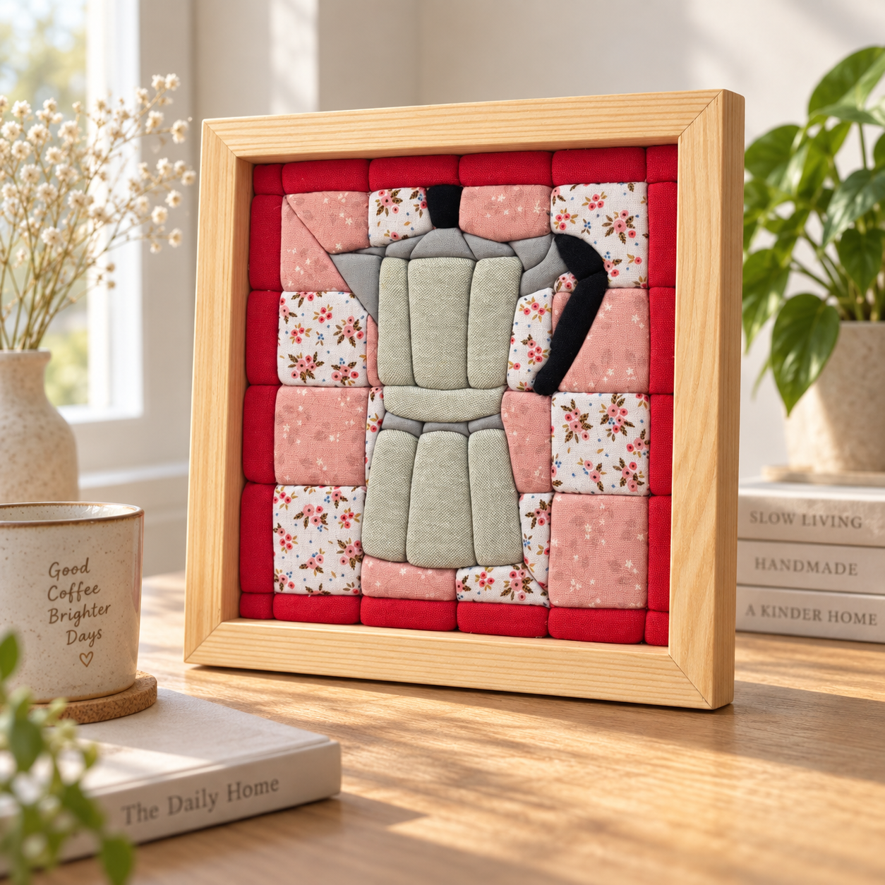 Handmade Moka Pot 3D Fabric Mosaic Wall Art