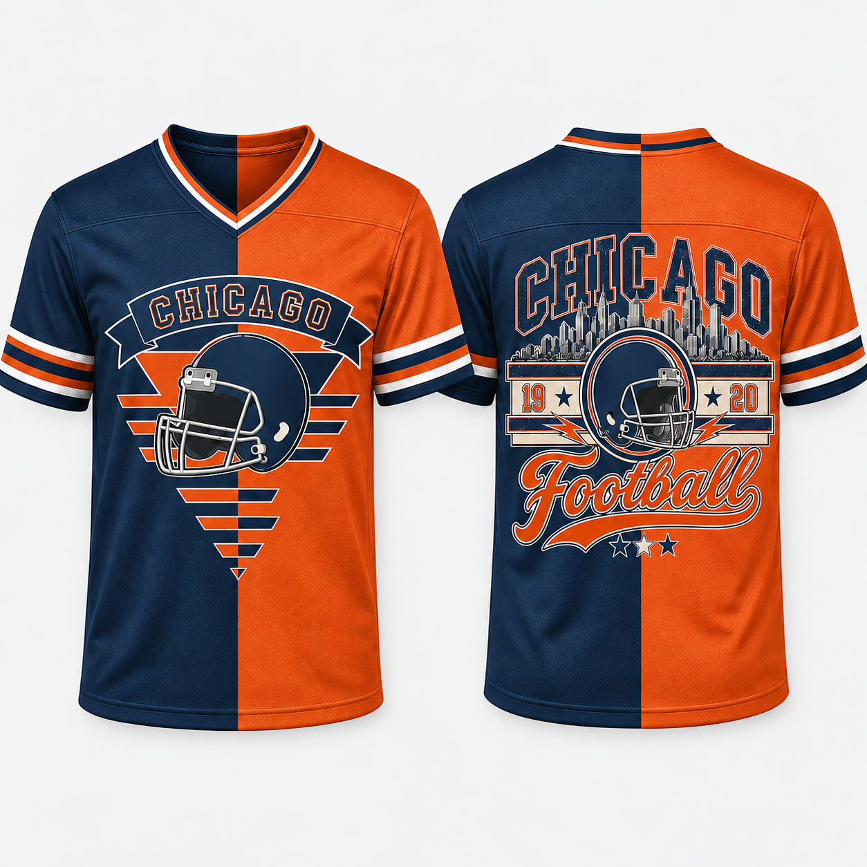 Football Team Print Split Fan Jersey