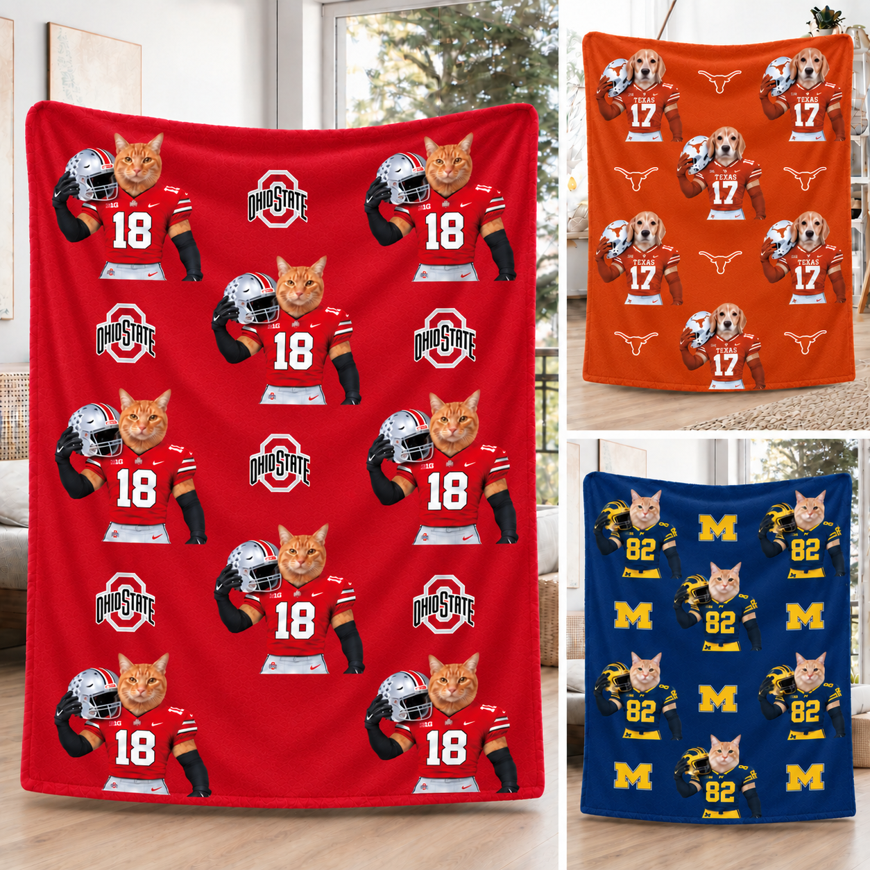 Custom Football Pet Blanket with Team Logo