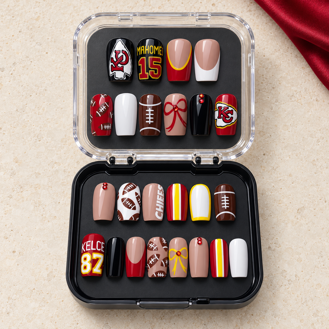 Kansas City Chiefs - Football Fan 24-Piece Gameday Press-On Nails Set