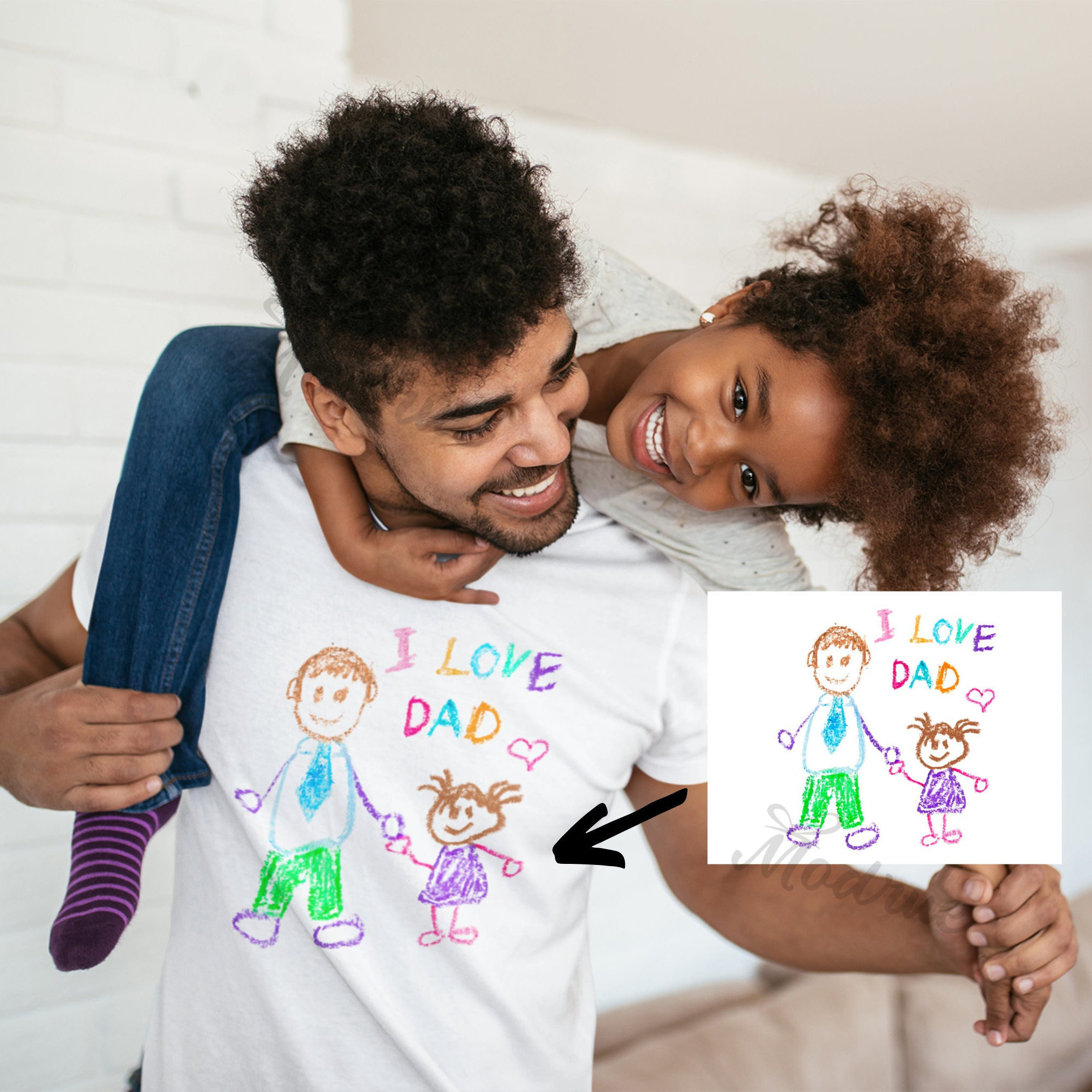 Custom Dad Shirt With Kids Drawing Father's Day Shirt