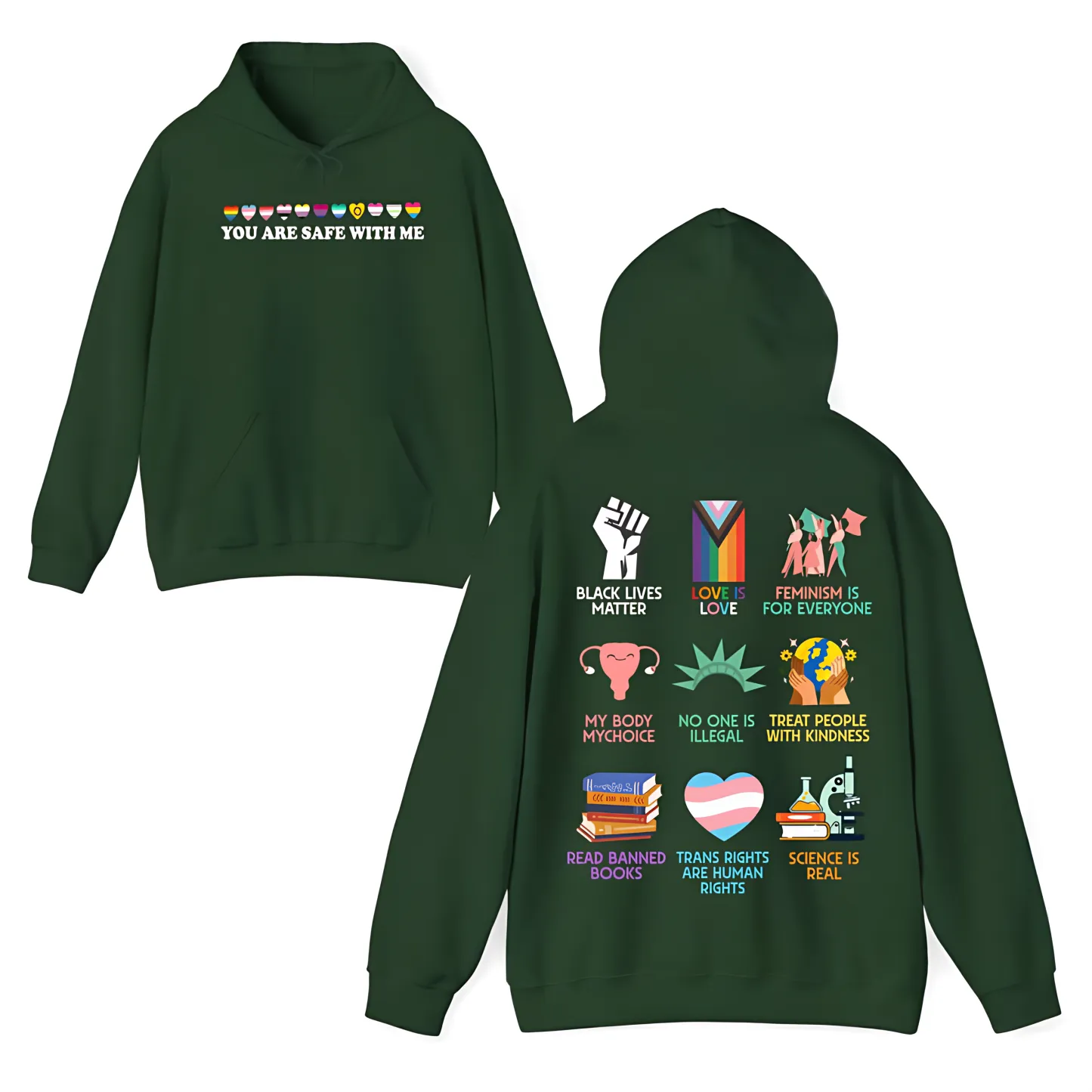 "You Are Safe With Me" Human Rights & Equality Graphic Hoodie/Tee - The Manifesto Collection