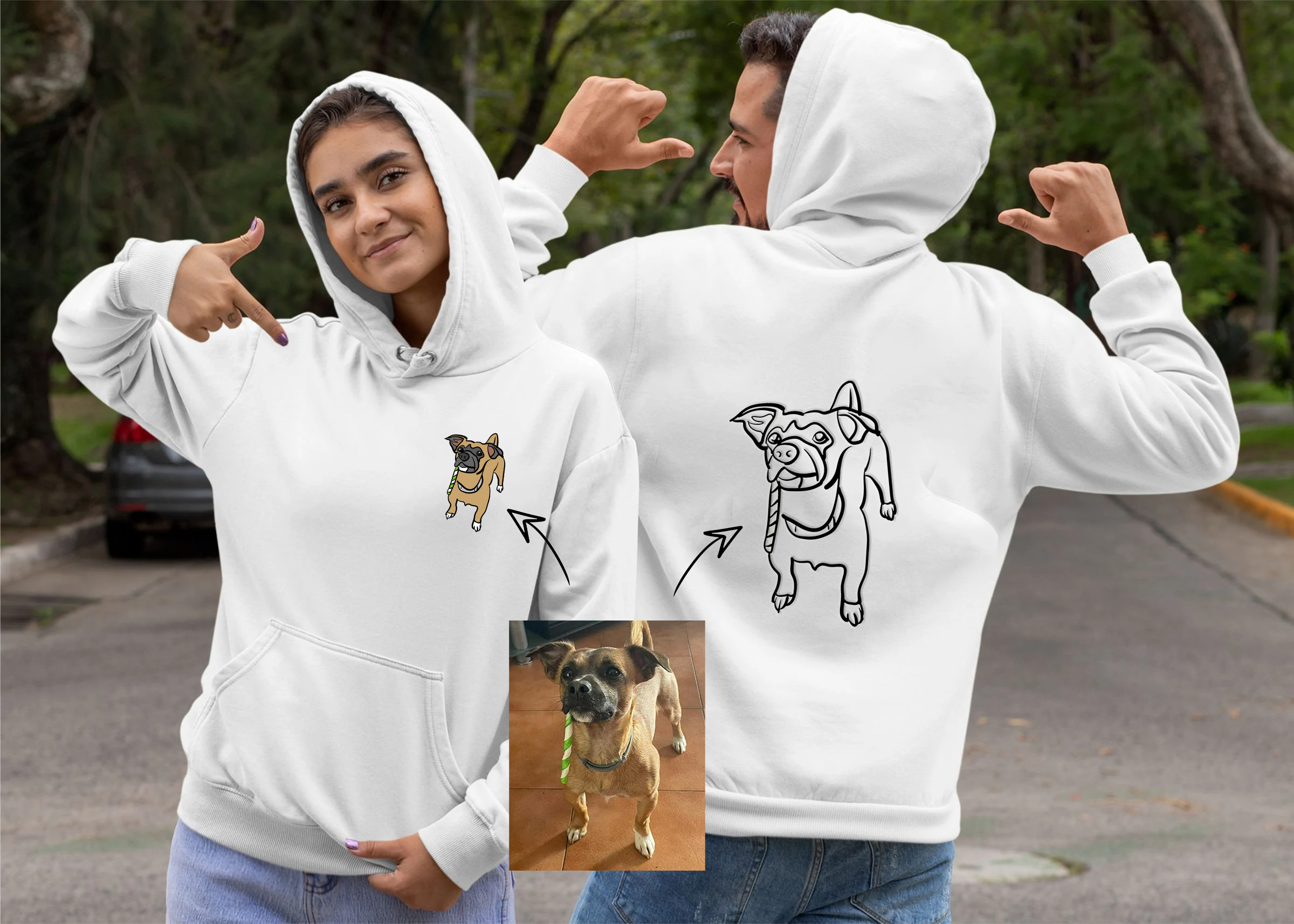 Custom Embroidered Pet Full Body Embroidery on the Front and Back of Sweatshirt Hoodie