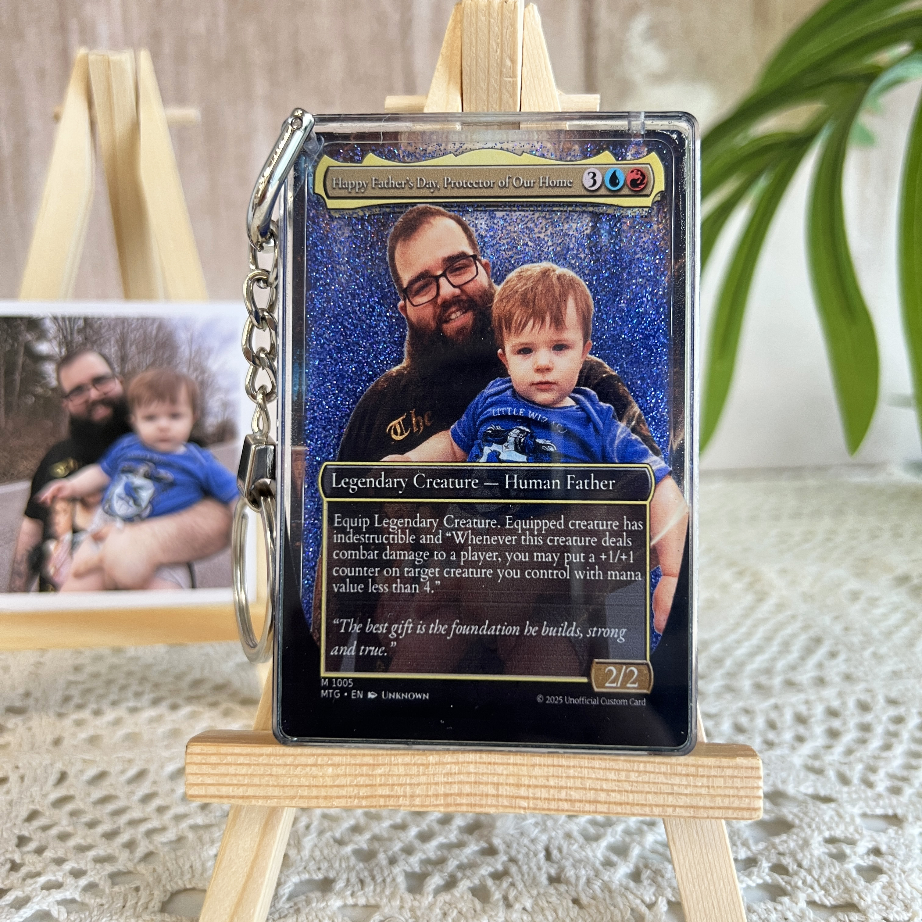 Custom Magic Style 3D Flowing Glitter Trainer Card for Dad