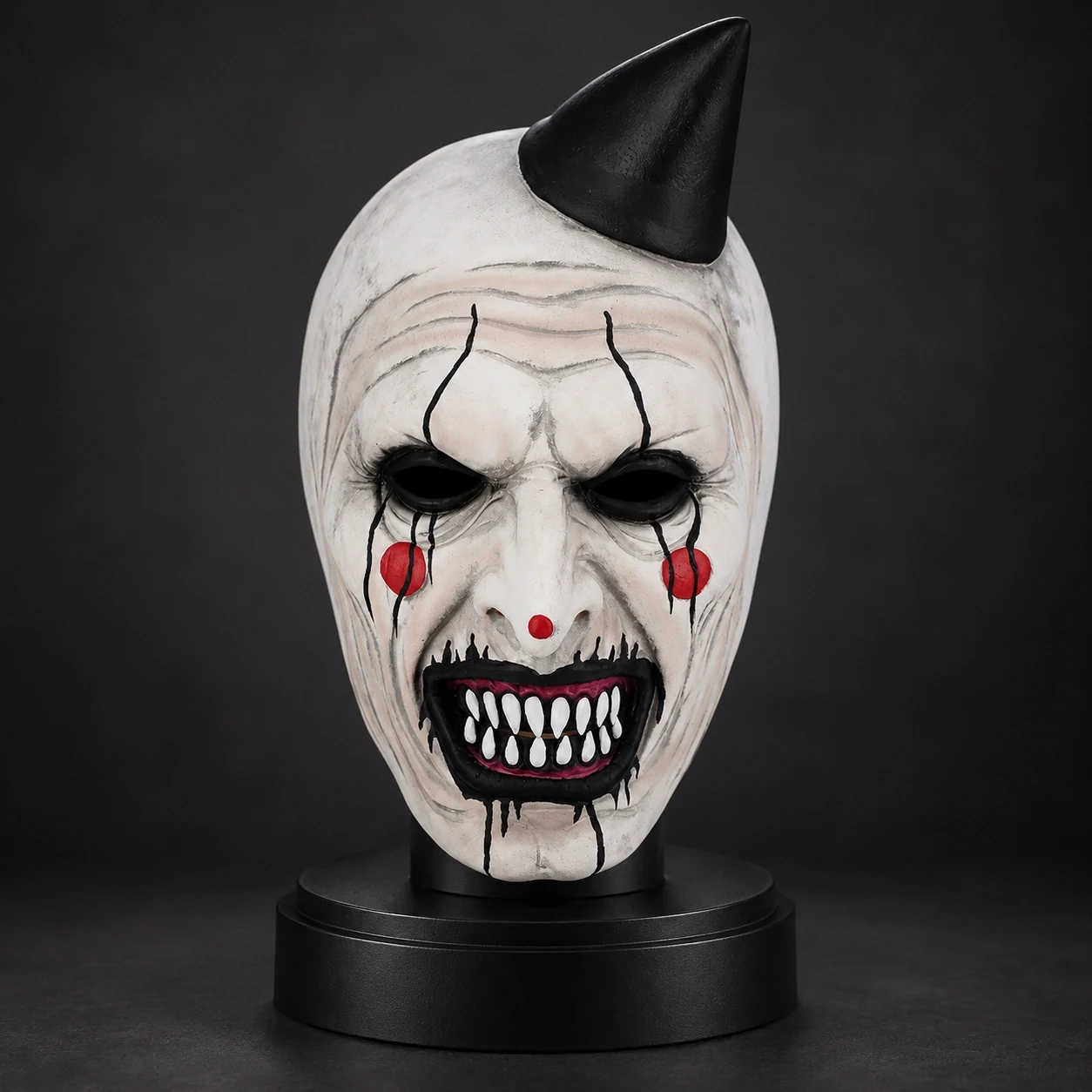 Black Cone Hat Horror Clown Silicone Mask