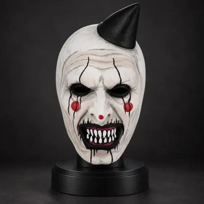 Black Cone Hat Horror Clown Silicone Mask