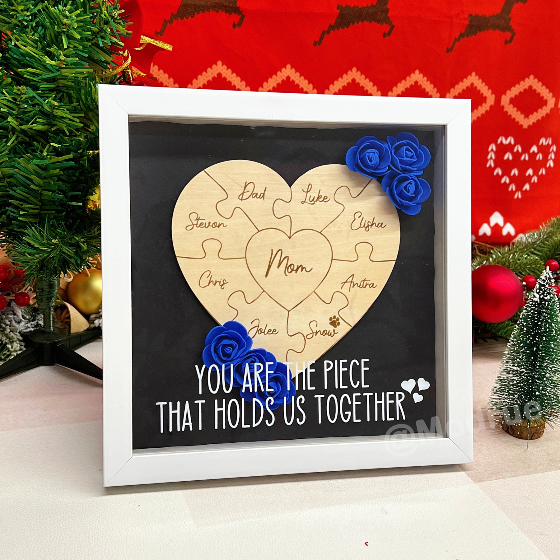 Personalized Mom Flower Puzzle Piece Box