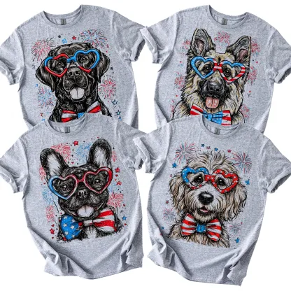 Custom Patriotic Dog T-Shirt – 4th of July Fireworks Design