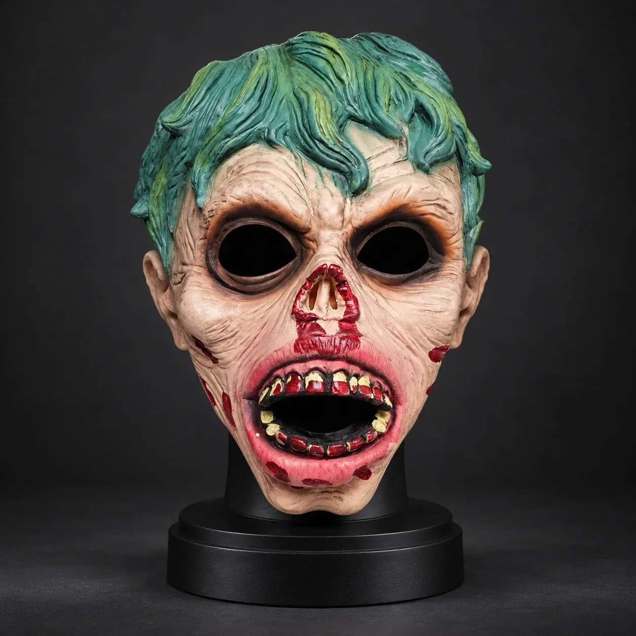 Green-Haired Creepy Clown Silicone Full-Head Mask