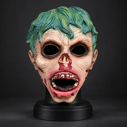 Green-Haired Creepy Clown Silicone Full-Head Mask