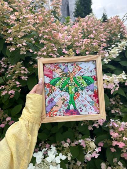 Luna Moth 3D Fabric Mosaic Patchwork Wall Art