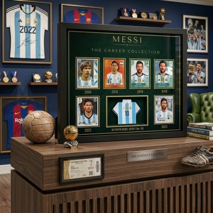 Lionel Messi "GOAT Career" Retro Trading Card Premium Frame