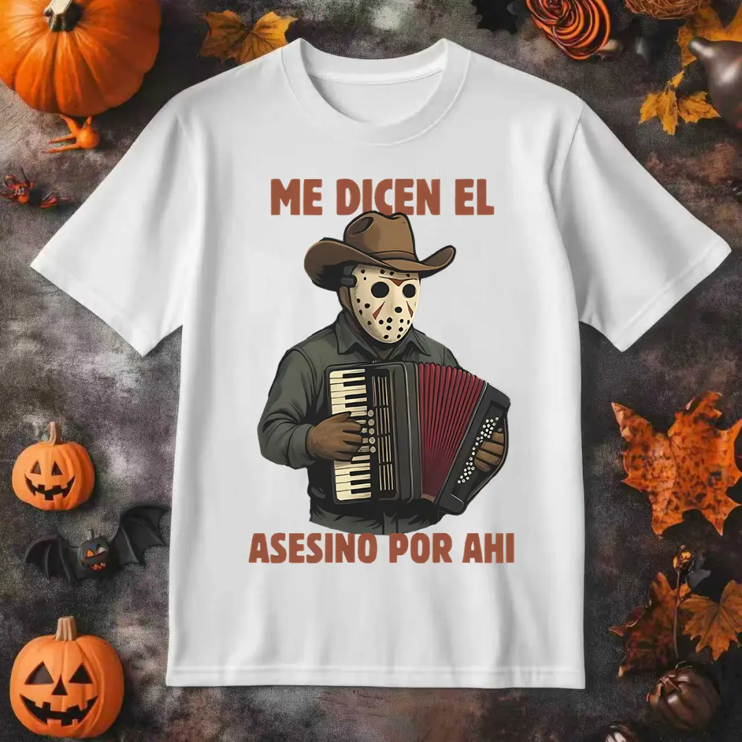 Vintage-Inspired Halloween T-Shirt-Me Dicen El Asesino Por Ahi Shirt