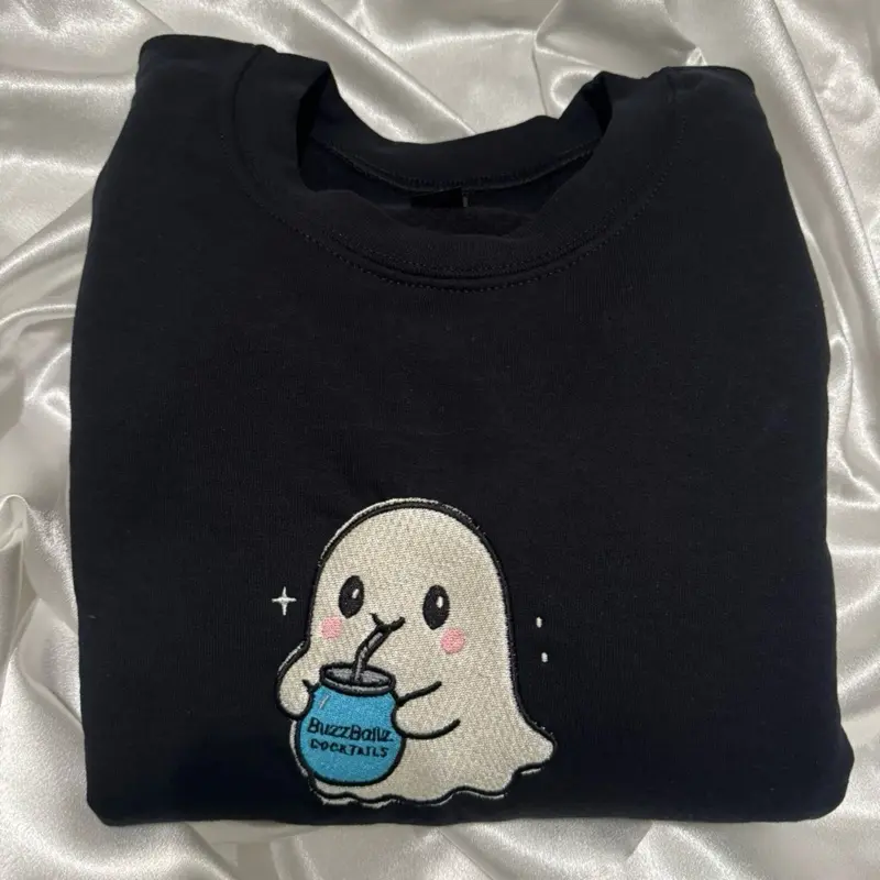Ghost Drinking Embroidered Sweatshirt