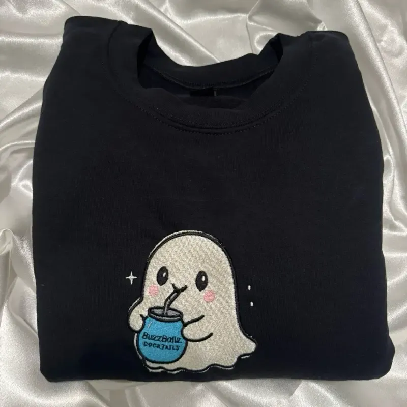 Ghost Drinking Embroidered Sweatshirt