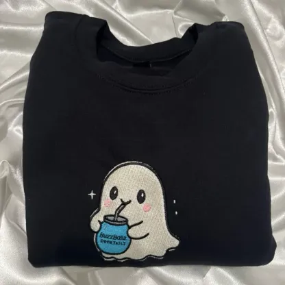 Ghost Drinking Embroidered Sweatshirt