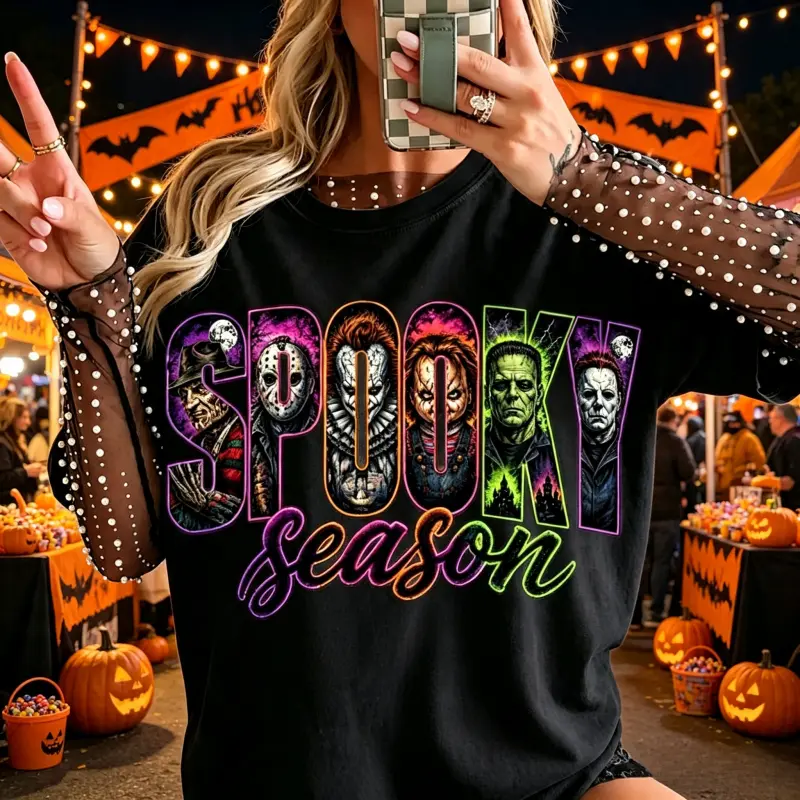 Neon Horror Halloween Shirt