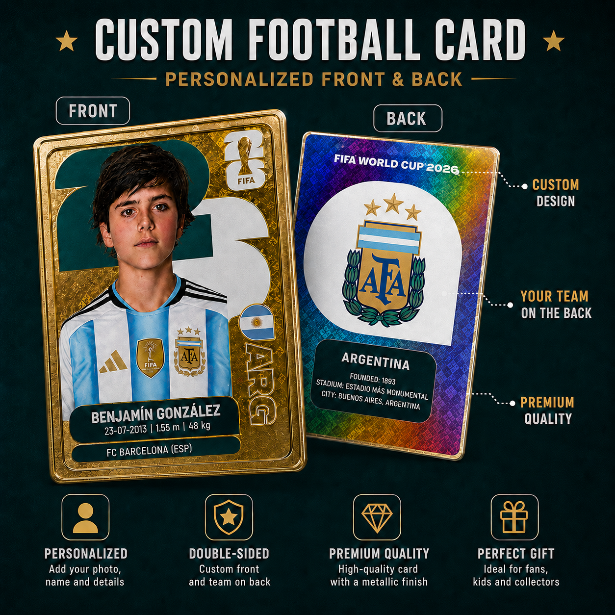 Personalized World Cup-Inspired Soccer Player Card