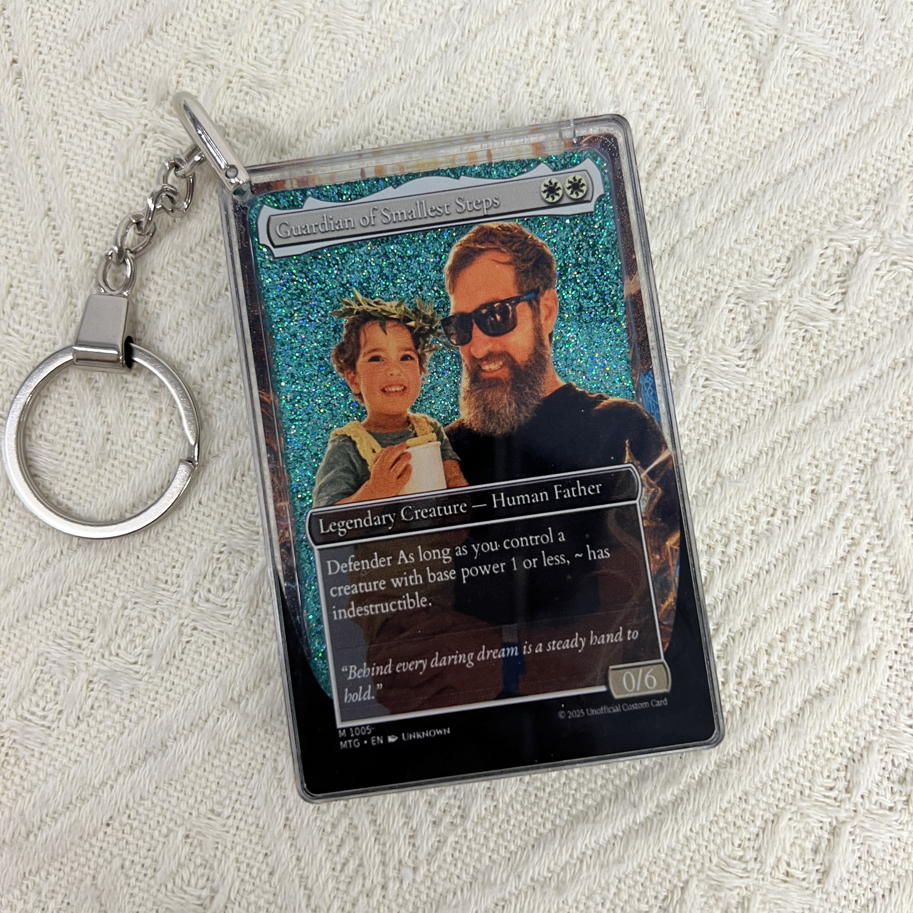 Custom Magic Style 3D Flowing Glitter Trainer Card for Dad