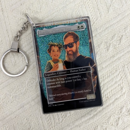 Custom Magic Style 3D Flowing Glitter Trainer Card for Dad