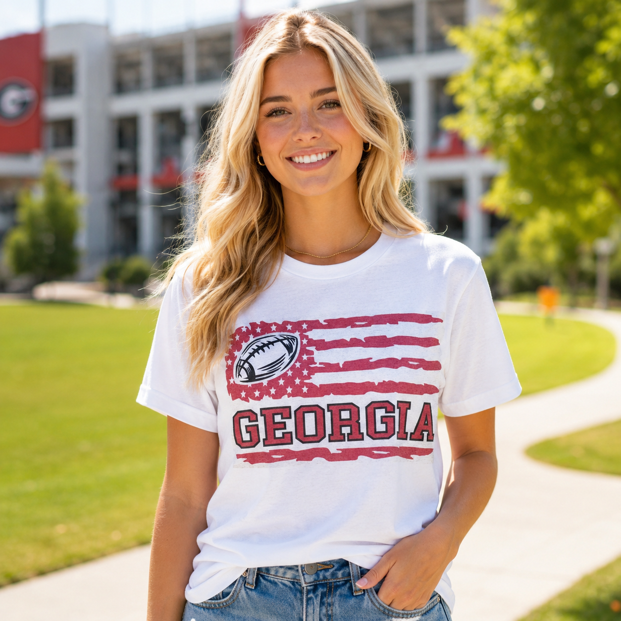 Vintage Game Day College Football Flag Tee