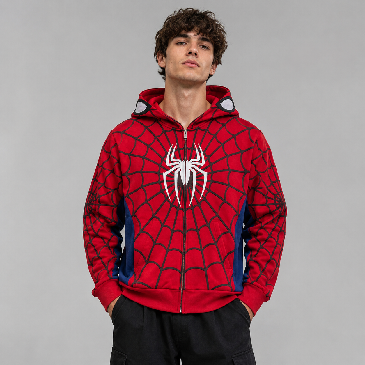 Cyber Web Full-Zip Streetwear Hoodie