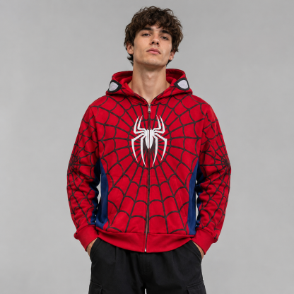Cyber Web Full-Zip Streetwear Hoodie