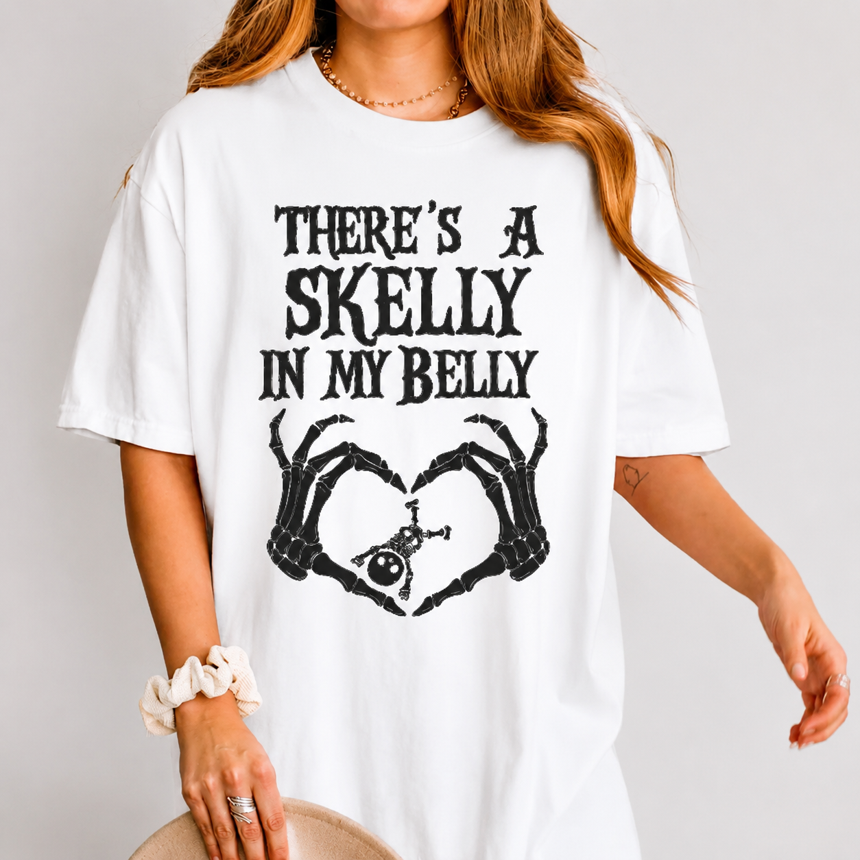 Spooky Mama Skelly in My Belly Halloween Pregnancy Shirt
