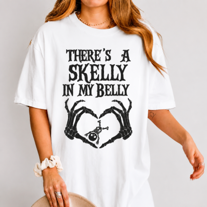 Spooky Mama Skelly in My Belly Halloween Pregnancy Shirt