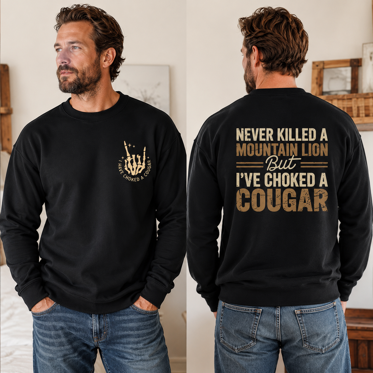 I've Choked A Cougar Funny Two-Sided Graphic Tee