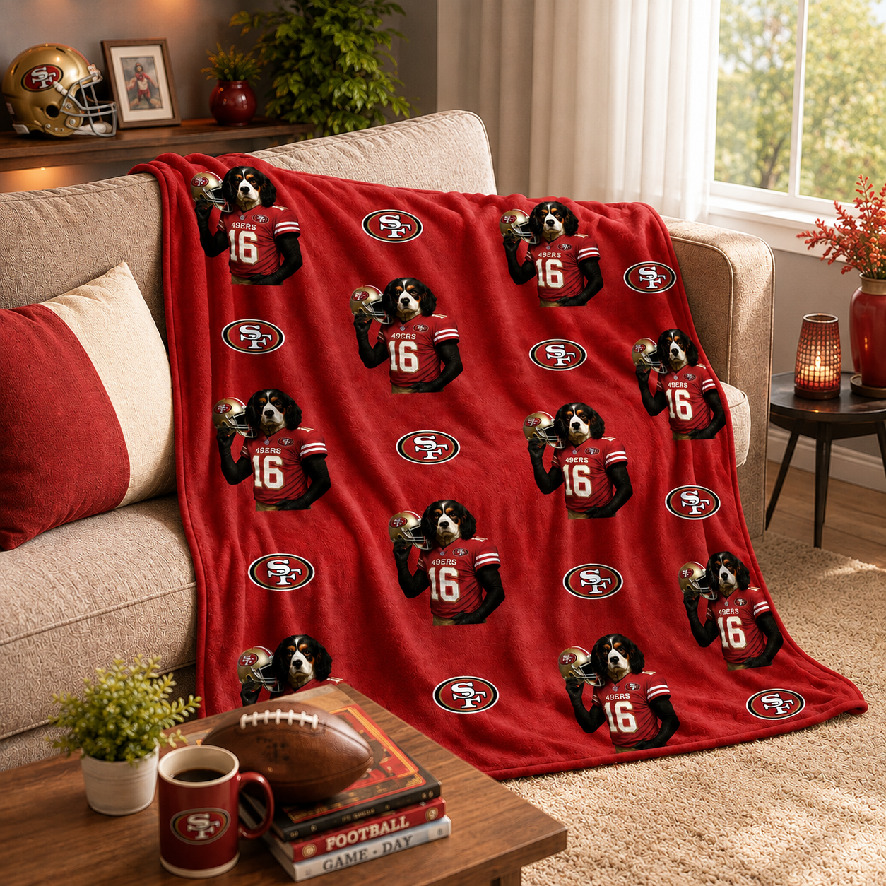 Custom Football Pet Blanket with Team Logo