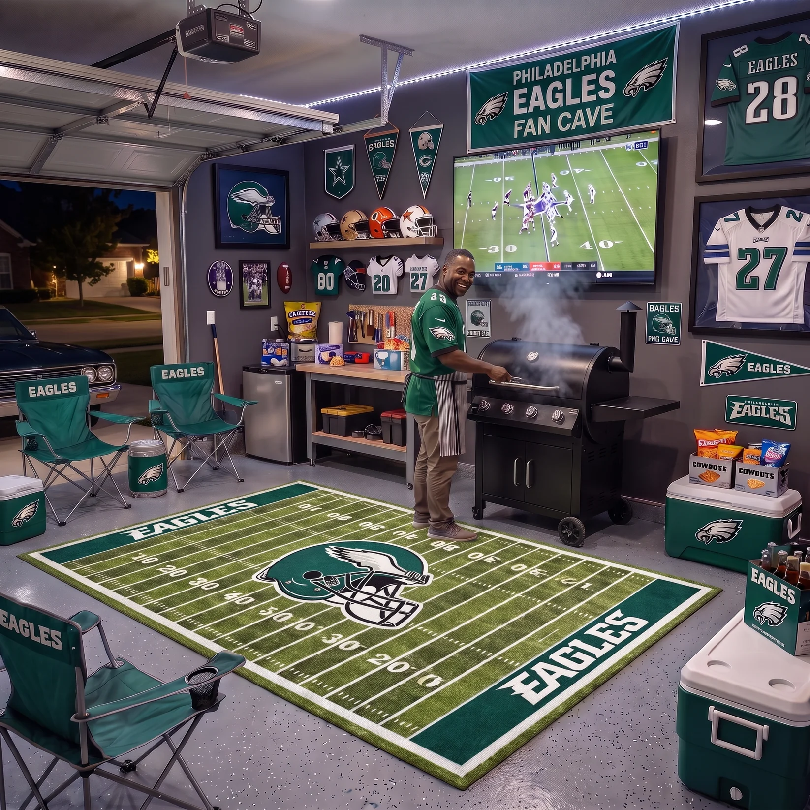 Football Team Field Rug Game Day Room Decor