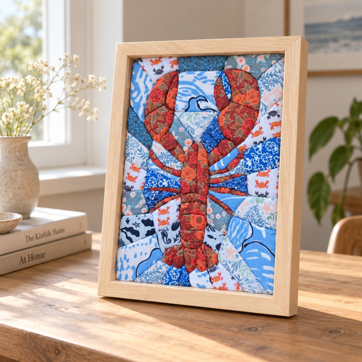 Lobster 3D Fabric Mosaic Patchwork Wall Art