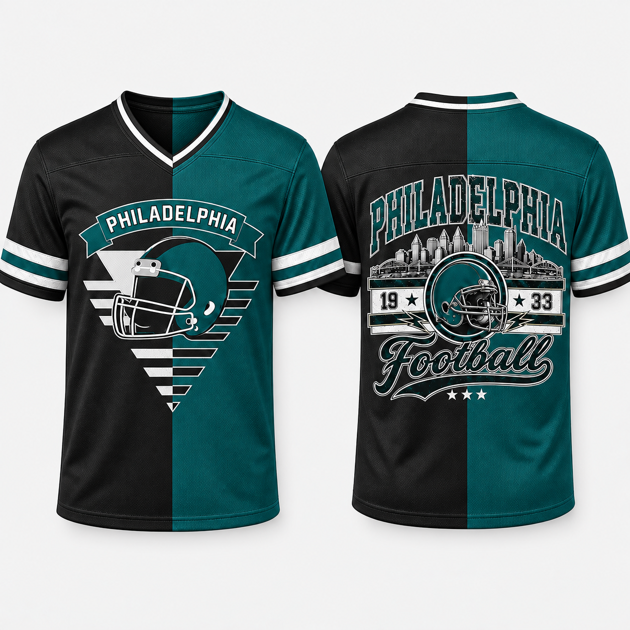 Football Team Print Split Fan Jersey