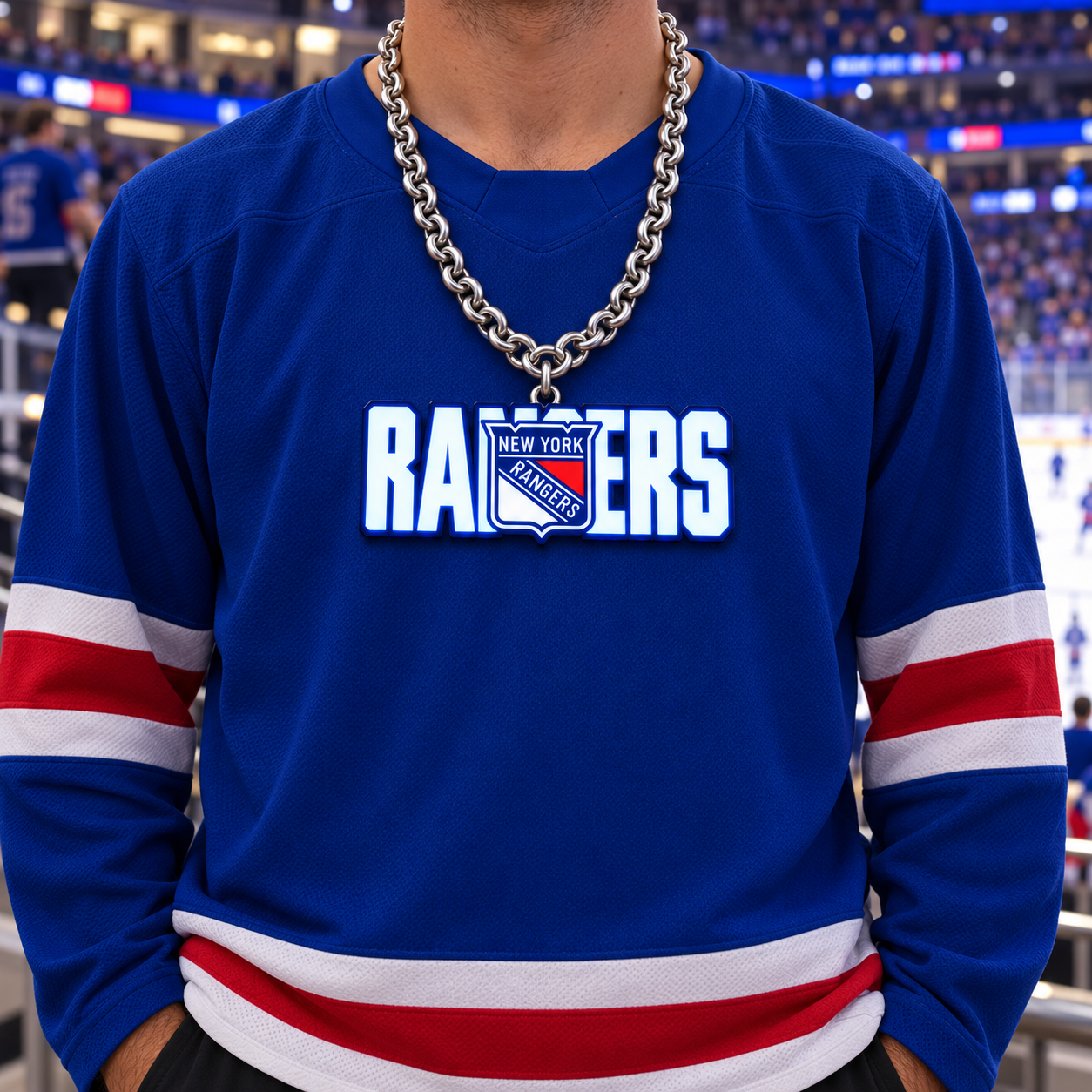 Hockey Fan LED Light-Up Pendant Chain Necklace