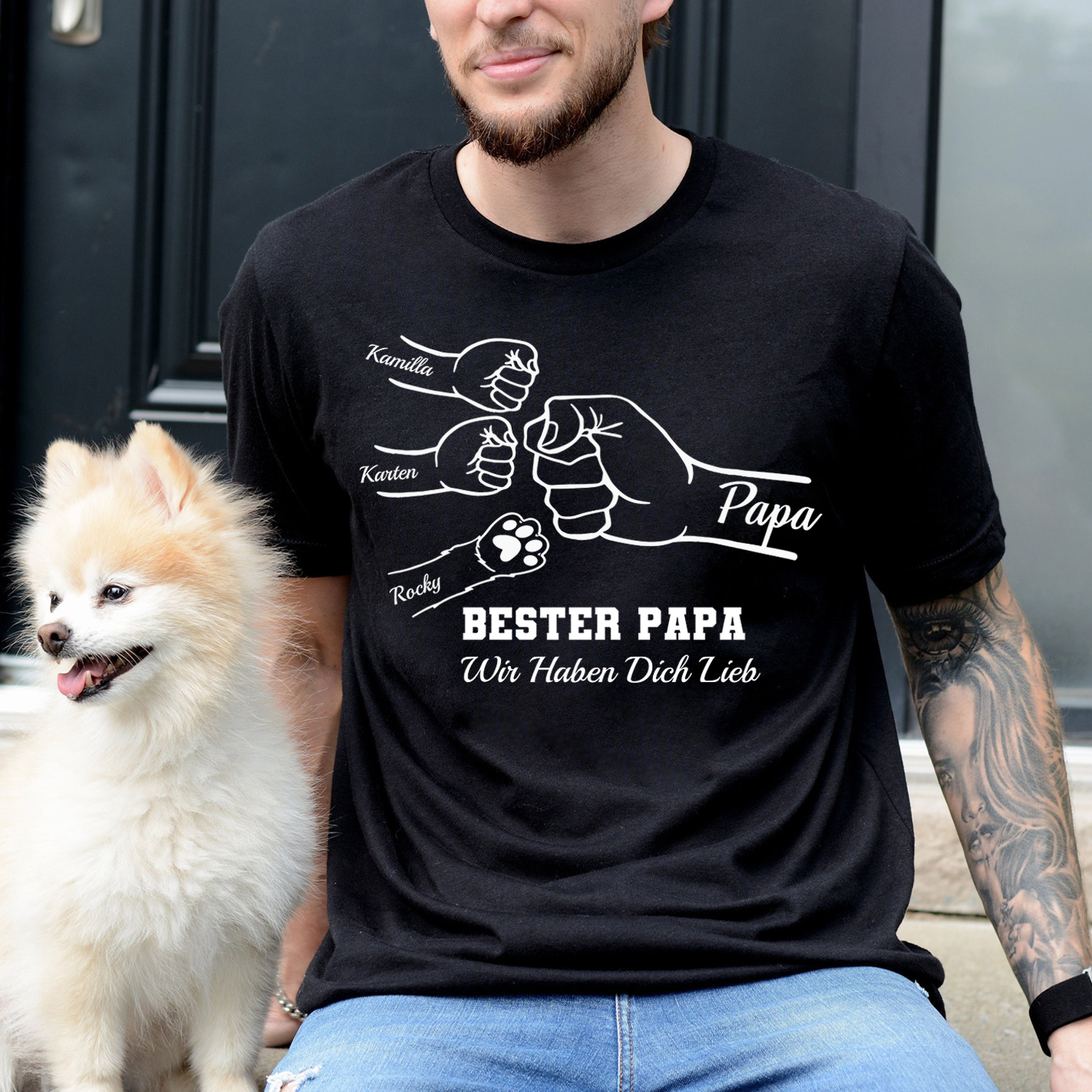 Custom Fist Bump Dad Shirt, Dad Shirt With Kids Names