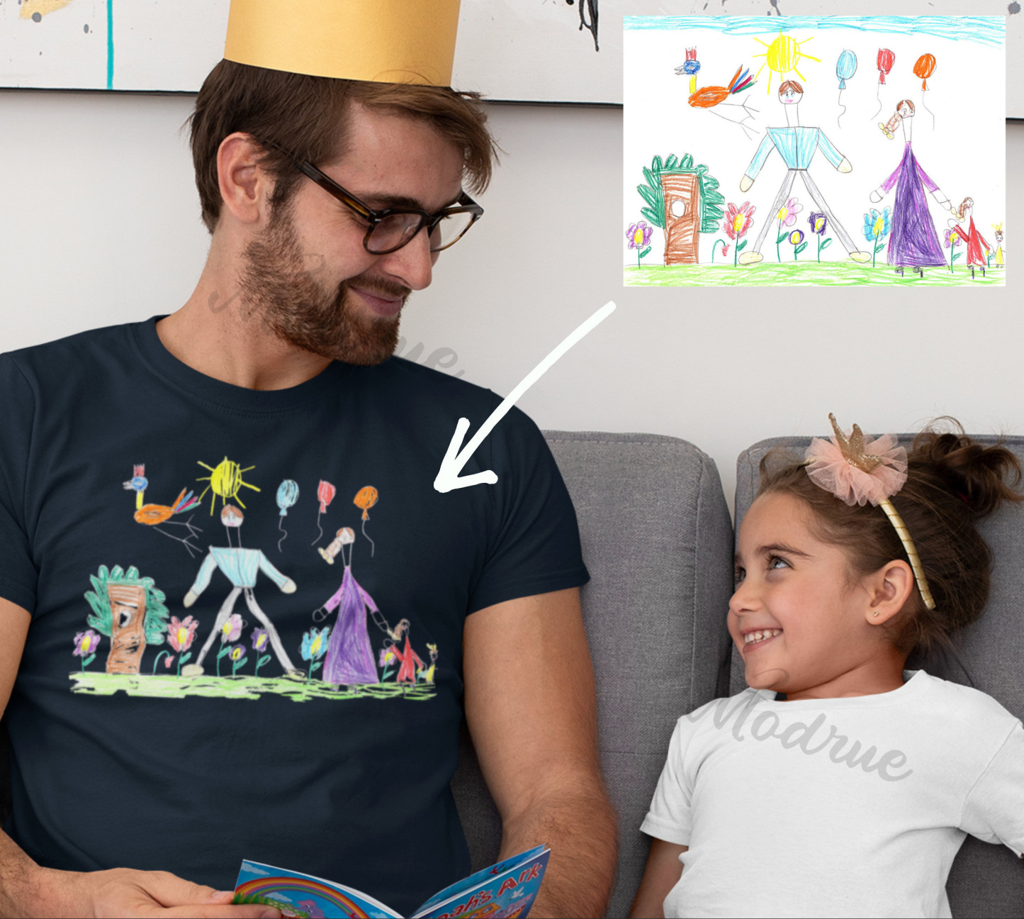 Custom Dad Shirt With Kids Drawing Father's Day Shirt