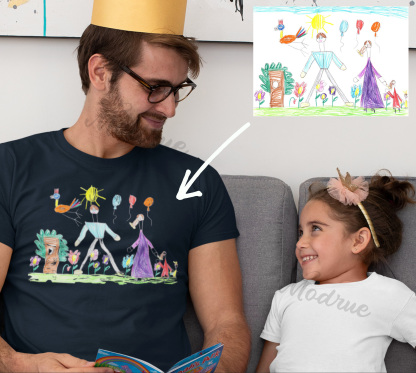Custom Dad Shirt With Kids Drawing Father's Day Shirt