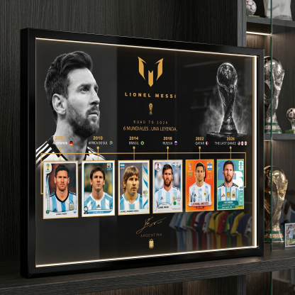 Lionel Messi "Una Leyenda" Luxury Frame – 6x World Cup Career Evolution Frame (2006-2026)