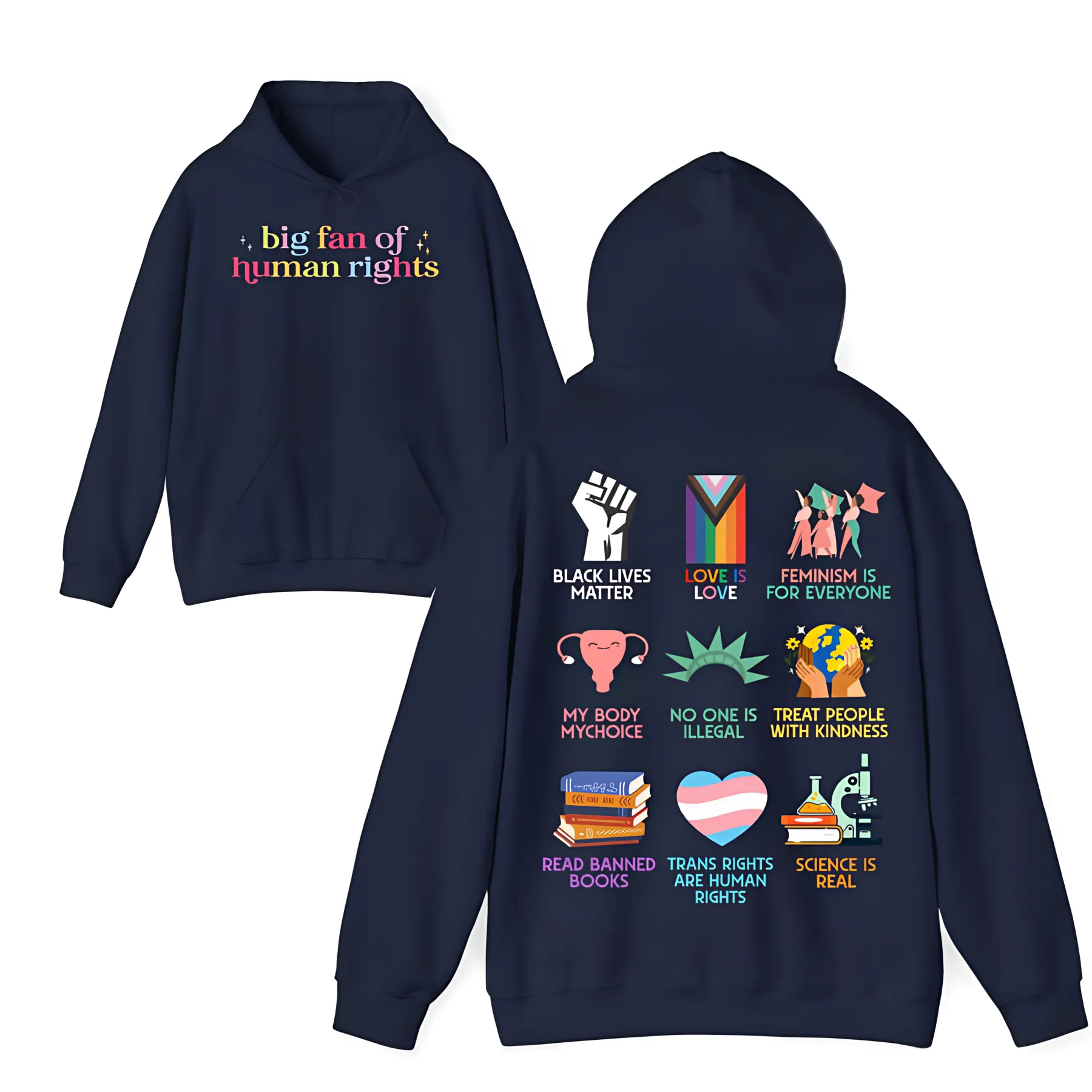 "Big Fan of Human Rights" Graphic Hoodie – The Ultimate Equality Collection