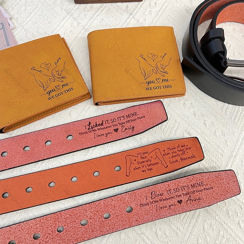 💕 "You & Me" Personalized Leather Duo: Matching Straps + Wallets