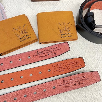 💕 "You & Me" Personalized Leather Duo: Matching Straps + Wallets