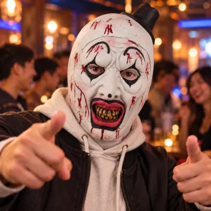 Stitched White Horror Clown Silicone Mask