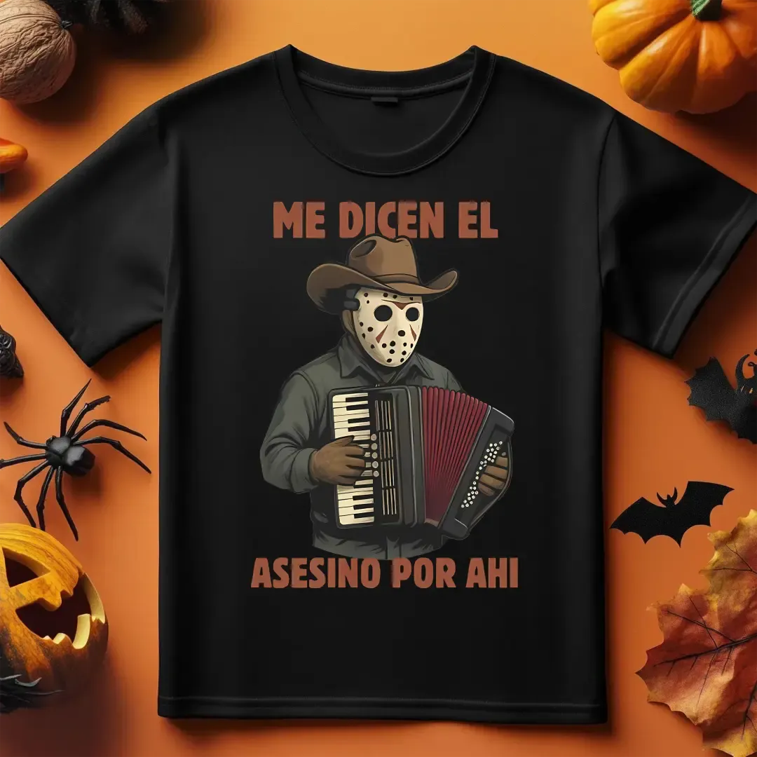Vintage-Inspired Halloween T-Shirt-Me Dicen El Asesino Por Ahi Shirt
