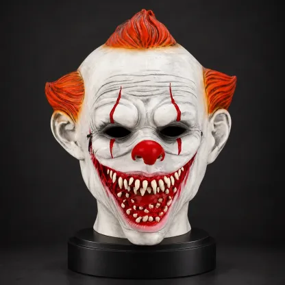 White-Faced Red-Haired Clown Silicone Mask